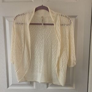 Leo & Nicole Cream Open-Front Knit Cardigan